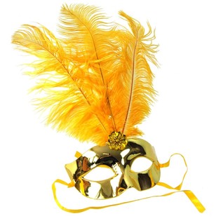 Loup de F&ecirc;te Dor&eacute; avec Plumes - Mod&egrave;le 16 (12 pcs.)