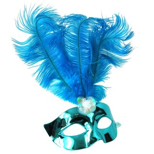 Masque Loup Bleu avec Plumes - Mod&egrave;le 17 (6 pcs.)