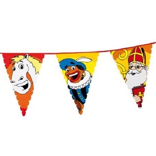 Grande Guirlande de Drapeaux Saint Nicolas & Piet 6 Mètres (13 pcs)