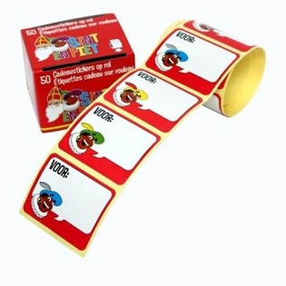 50 &Eacute;TIQUETTES CADEAUX SAINT-NICOLAS SUR ROULEAU (Lot de 10)