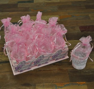 Caisse D&eacute;co avec 12 Emballages Cadeaux - Rose