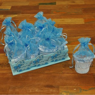 Caisse D&eacute;co avec 12 Emballages Cadeaux - Bleu