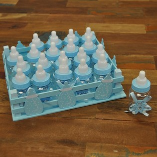 Caisse de Décoration avec 20 Mini Biberons - Bleu