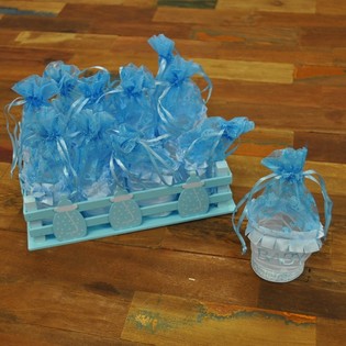 Caisse D&eacute;co avec 12 Emballages Cadeaux - Bleu