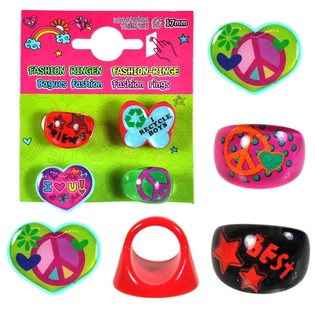 LOT DE 4 BAGUES POUR ENFANTS SUR CARTE (15 sets)