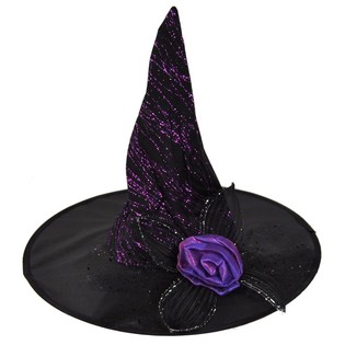 Chapeau de sorci&egrave;re avec fleur violette (6 pcs)