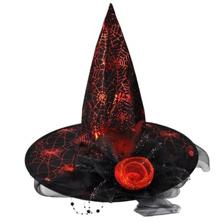 CHAPEAU DE SORCI&Egrave;RE AVEC FLEUR ROUGE (3 pi&egrave;ces)