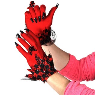 Gants de Diable avec Ongles Longs pour Femmes (6 pcs)