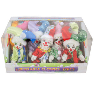 Clowns en porcelaine en pr&eacute;sentoir (12 pi&egrave;ces)