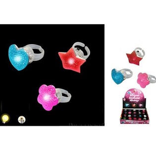 BAGUES LUMINEUSES MULTICOLORES EN PR&Eacute;SENTOIR (36 pcs.)