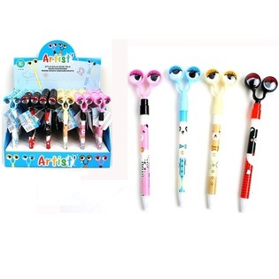 STYLOS &Agrave; BILLE YEUX RIGOLOS EN PR&Eacute;SENTOIR (48 pcs)