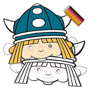 8 Masques à colorier VIC LE VIKING + Crayons de couleur (12 pcs)