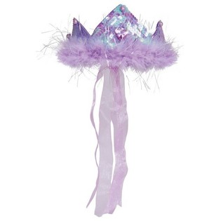 COURONNE MAUVE AVEC PLUMES ET RUBAN (12 pcs)