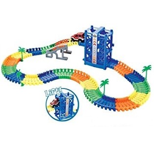 Grand Circuit MAGIC ROAD Lumineux avec Voiture et Ascenseur, 136 Pièces