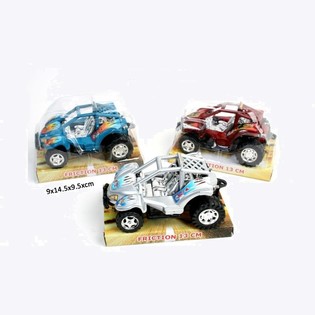BUGGYS À FRICTION ROBUSTES SUR CARTE BLISTER, 13 CM (12 pcs)