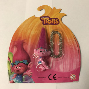 Figurine Trolls avec chaîne sur carte (Lot de 12)