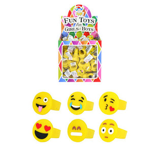 Bagues pour enfants mod&egrave;le : Smiley en pr&eacute;sentoir (156 pcs)