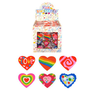 Gommes en Forme de C&oelig;ur en Pr&eacute;sentoir (216 pcs)