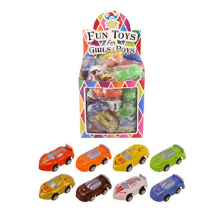 PETITES VOITURES DE SPORT POUR POCHETTES SURPRISE EN PR&Eacute;SENTOIR (72 pcs)
