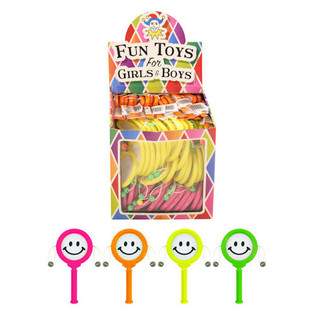 TAMBOURIN SMILEY ROTATIF EN PR&Eacute;SENTOIR (72 pcs)