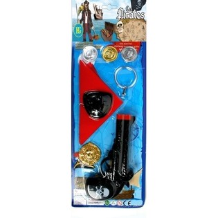 SET DE PIRATE AVEC PISTOLET SONORE SUR CARTE (24 pcs)