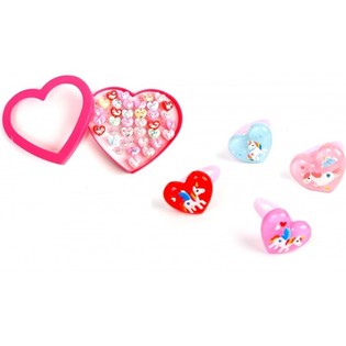 Bagues Licorne pour Enfants en Bo&icirc;te C&oelig;ur (36 pcs)