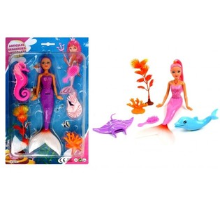 Grande Poupée Sirène sur Carte, 25 cm (Lot de 2)