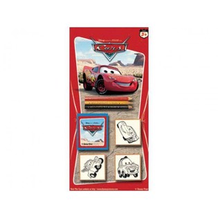 Grand Ensemble de Coloriage et Tampons Disney Cars sur Carte (24 pcs)