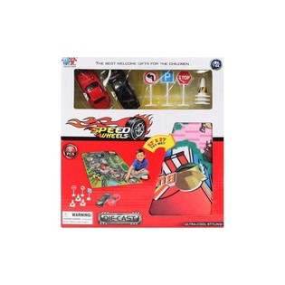 DIE CAST COFFRET DE VOITURES AVEC TAPIS DE JEU (6 pcs)