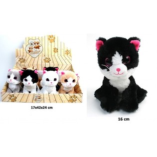 CHAT EN PELUCHE, MIX DESIGN 16 CM - DISPLAY (12 pcs)