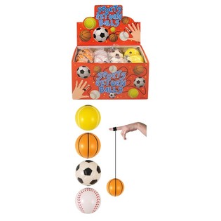 Balles de Sport avec &Eacute;lastique en Pr&eacute;sentoir (24 pcs)