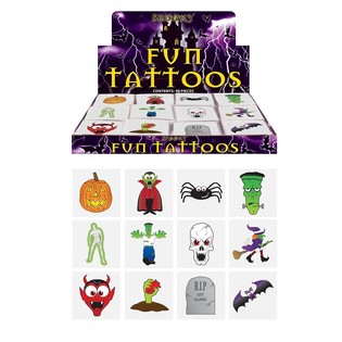 Tatouages Fun &ndash; Mod&egrave;le Halloween (48 paquets x 12 pcs)