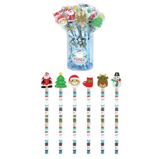 MIX DE CRAYONS DE NOËL AVEC GOMME FIGURINE (24 pcs)