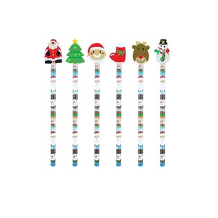 CRAYON DE NOËL AVEC GOMME FIGURINE (24 pcs)