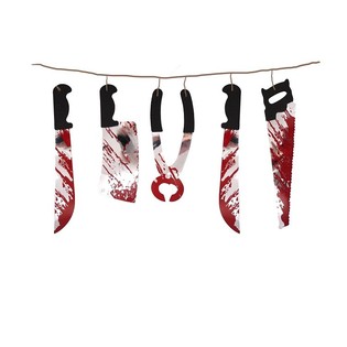GUIRLANDE D&Eacute;CORATIVE HALLOWEEN AVEC COUTEAUX SANGLANTS &ndash; 180 CM (6pcs)
