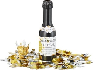 Canon à confettis bouteille de champagne 31 cm – Argent et or (4 pièces)