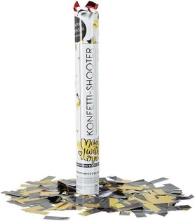 Canon &agrave; confettis &ndash; Couleur: Noir-Jaune - 40 cm - Partypopper (10 pcs.)