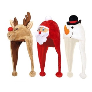BONNETS DE NO&Euml;L PERSONNAGES LUXE : P&Egrave;RE NO&Euml;L, BONHOMME DE NEIGE & RENNE (24 pcs)