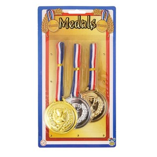 Lot de 3 M&eacute;dailles de Vainqueur sur Carte (Or, Argent, Bronze) 6pcs.