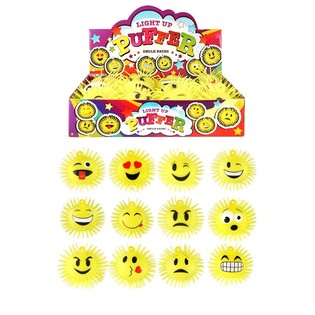 Balles Puffer Smili Lumineuses en Pr&eacute;sentoir (12 pcs)