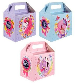 Bo&icirc;te Menu Enfant &ndash; Poneys &ndash; 14 x 9,5 x 18 cm (6 pcs)