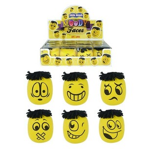 GRANDES BALLES ANTI-STRESS MOODY FACES EN PR&Eacute;SENTOIR (12 pcs)