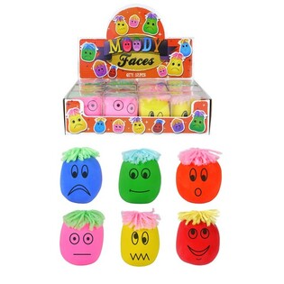 Grandes Balles Anti-stress Moody Faces en Display (12 pi&egrave;ces)