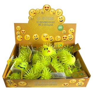 Balles Puffer Smiley Lumineuses en Pr&eacute;sentoir (12 pcs.)