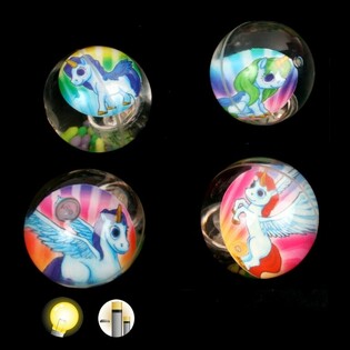 Grandes Balles Rebondissantes Licorne Lumineuses, 6,5 cm (12 pcs)