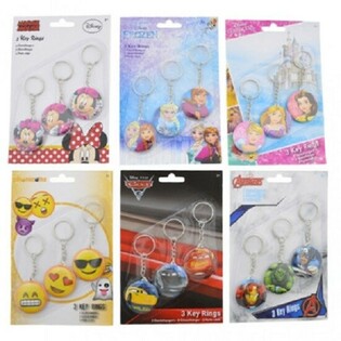 MIX Porte-clés DISNEY Lot de 3 sur Carte (24 Cartes x 3 pcs)