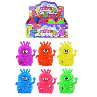 MONSTRES PUFFER LUMINEUX &Agrave; 3 YEUX EN PR&Eacute;SENTOIR (12 pcs)