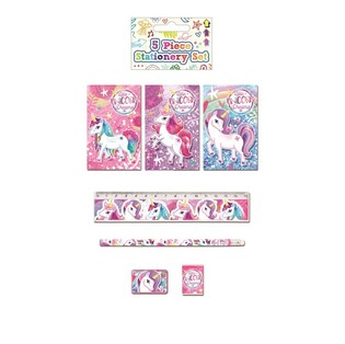 Set d'&eacute;criture licorne 5 pi&egrave;ces (24 pi&egrave;ces)