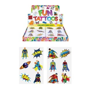 Tatouages &Eacute;ph&eacute;m&egrave;res Fun &ndash; Mod&egrave;le : Super-H&eacute;ros (96 pi&egrave;ces)