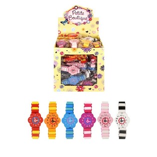 BRACELET EN BOIS AVEC MONTRE FACTICE (96 pcs)